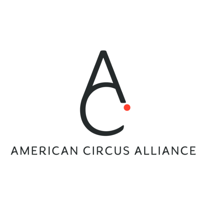 American Circus Alliance logo - looks like a clown made up of the letters A and C below it