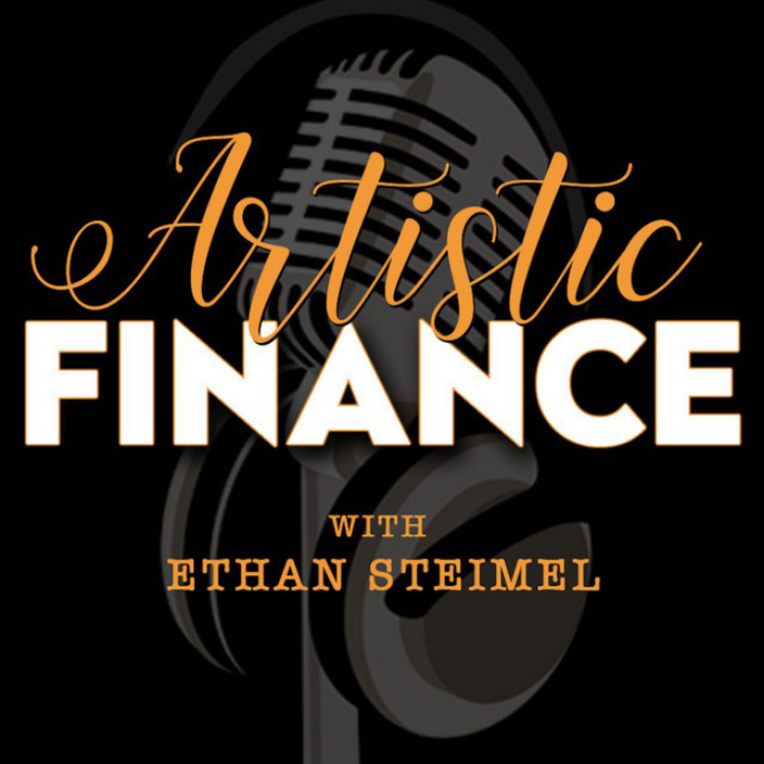 Artistic Finance written in orange and white on black background